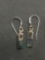 Boma Designer Rectangular 12mm Long 4mm Wide Abalone Inlaid Pair of Sterling Silver Shepard's Hook