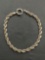 Rope Link 4.5mm Wide 8in Long Sterling Silver Bracelet w/ 18kt Yellow Gold Rope Detail