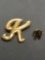 Lot of Two Various Style Gold-Tone Monogram Fashion Pins