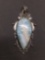 New! Gorgeous Detailed Teardrop Shaped Sky Blue Caribbean 2 1/8in Long Sterling Silver Pendant