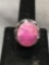 New! Gorgeous Pink Botwana Gemstone Cabochon Sterling Silver Ring Band-Size 8.75