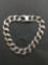Large Gauge Curb Link 12mm Wide 9in Long Sterling Silver Bracelet