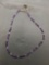 Tumbled Oval Amethyst Gems w/ Sterling Silver Spacers & Toggle Clasp 24in Long Necklace