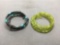Lot of Two Beaded Coil Bracelets, One w/ Tumbled Peridot & One w/ Faceted Hematite & Turquoise