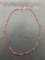 Round Rhodochrosite Beaded 24in Long Station Necklace w/ Sterling Silver Spacers & Decorative