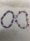 Lot of Two Amethyst Gemstone Beaded 7in Long Bracelets