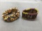 Lot of Two Wide Gemstone Beaded 7in Long Bracelets, One w/ Tumbled Gems & One w/ Gemstone & Wood