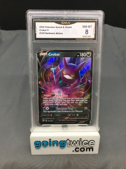 GMA Graded 2020 Pokemon Darkness Ablaze #104 CROBAT V Holofoil Rare Trading Card - NM-MT 8