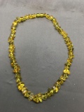 Graduating Tumbled Amber Gemstone Beaded 18in Long Necklace