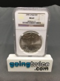 NGC Graded 2000 United States 1 Ounce .999 Fine Silver American Eagle Silver Bullion Round Coin - MS