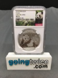 NGC Graded 2015 China 1 Ounce .999 Fine Silver Panda Silver Early Release Bulliion Round Coin - MS