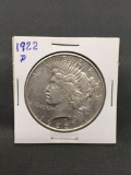 1922-D United States Peace Silver Dollar - 90% Silver Coin from Estate