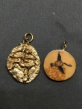 Lot of Two Fashion Brooches, One Gold-Tone Archer & One Scrimshaw Canadian Goose