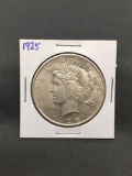 1925 United States Peace Silver Dollar - 90% Silver Coin from Estate