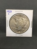 1924-S United States Peace Silver Dollar - 90% Silver Coin from Estate
