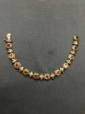 Gold-Tone 8mm Wide 6.5in Long Sterling Silver Bracelet w/ Princess Faceted Citrine Gems Featued &