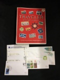 Traveler Stamp Album with Some Stamps Inside from Estate Find