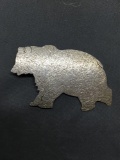 Hand Forged 2.5in Long 1.7in Tall Hand-Textured Sterling Silver Grizzly Bear Brooch