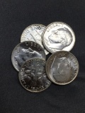 WOW Lot of 5 UNCIRCULATED US Roosevelt 90% Silver Dimes