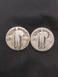 2 Count Lot of United States Standing Liberty SILVER Quarters