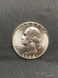 UNC 1964 United States Washington Quarter - 90% Silver Coin