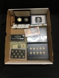 Tray Full of Coins, Currency, Uncirculated Rolls, & Sets from Estate