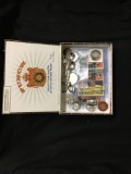 Cigar Box Lot with 1960s Baseball Cards, Collector Spoons, Medals and Coins