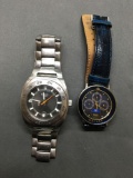 Lot of Two Worn Stainless Steel Watches, One Relic w/ 30mm Face & One Seiko Galaxy w/ 32mm Face