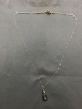Sterling Silver 20in Long Necklace w/ Two Tier Mystic Briolette Faceted Crystal Drop Pendant