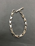 Unique Link 6mm Wide 7in Long Sterling Silver Toggle Bracelet