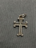 Vintage Design 15mm Long 11mm Wide Sterling Silver Cross Pendant