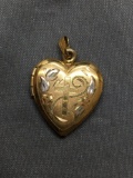 Engraving Detailed Cross Design 20mm Tall 20mm Wide 14kt Gold-Filled Heart Locket Pendant