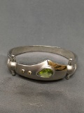 Pear Faceted 13x8mm Peridot Center w/ Round Diamond Accents Large Satin & High Polished Finished