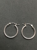 Rounded 18mm Diameter 2mm Wide High Polished Pair of Sterling Silver Hoop Earrings