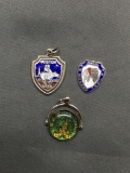 Lot of Three Enameled Sterling Silver Charms, World Destination Themed