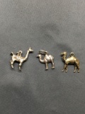 Lot of Three Sterling Silver Camel Charms