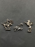 Lot of Three Sterling Silver Horse Rodeo Charms