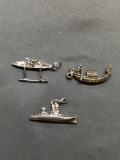 Lot of Three Sterling Silver Maritime Charms