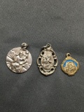 Lot of Three Sterling Silver Catholic Protection Charms