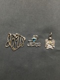 Lot of Three Sterling Silver Jesus Charms