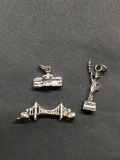 Lot of Three Sterling Silver Landmark Charms