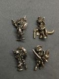Lot of Four Sterling Silver Cartoon Character Charms
