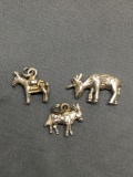 Lot of Three Sterling Silver Horse Charms