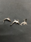 Lot of Three Sterling Silver Dolphin Charms