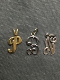 Lot of Three Sterling Silver Monogram Charms