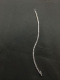Round Faceted CZ Featured 3mm Wide 7in Long Sterling Silver Tennis Bracelet