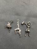 Lot of Three Sterling Silver Dancing Girl Charms
