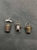Lot of Three Sterling Silver Water Bucket Charms