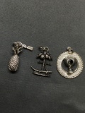 Lot of Three Sterling Silver Island Themed Charms