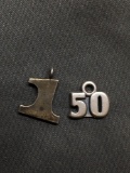 Lot of Two Sterling Silver Number Charms